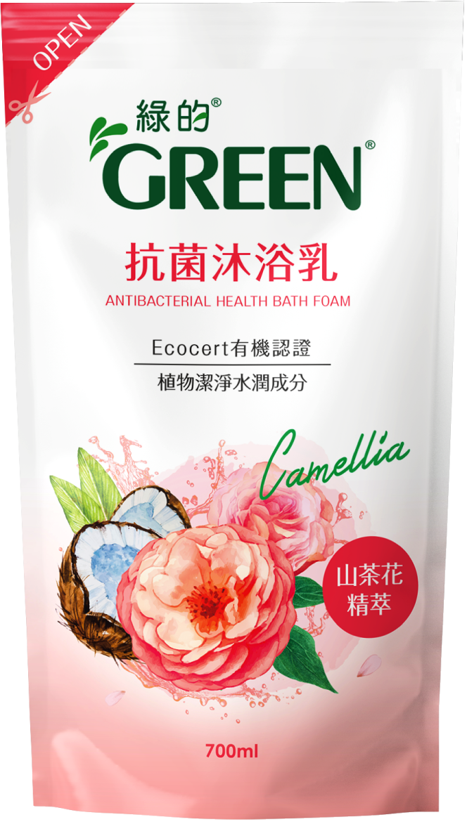 綠的抗菌沐浴乳-山茶花